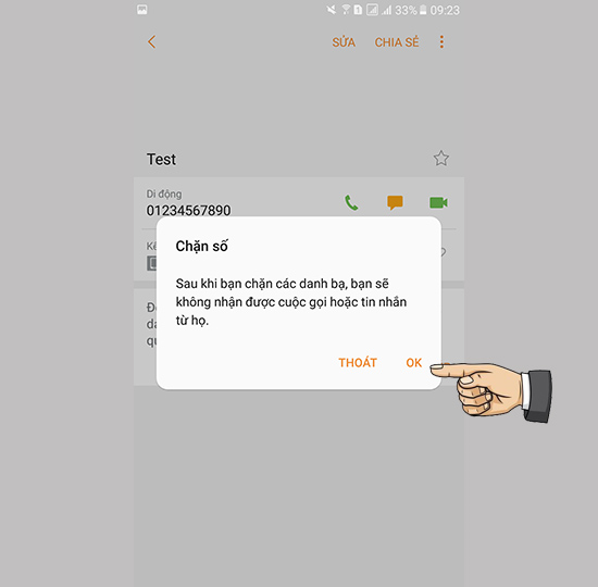 Đồng ý chặn số